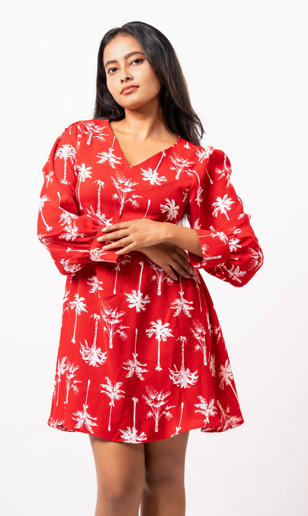 Scarlet Palm Mini Dress