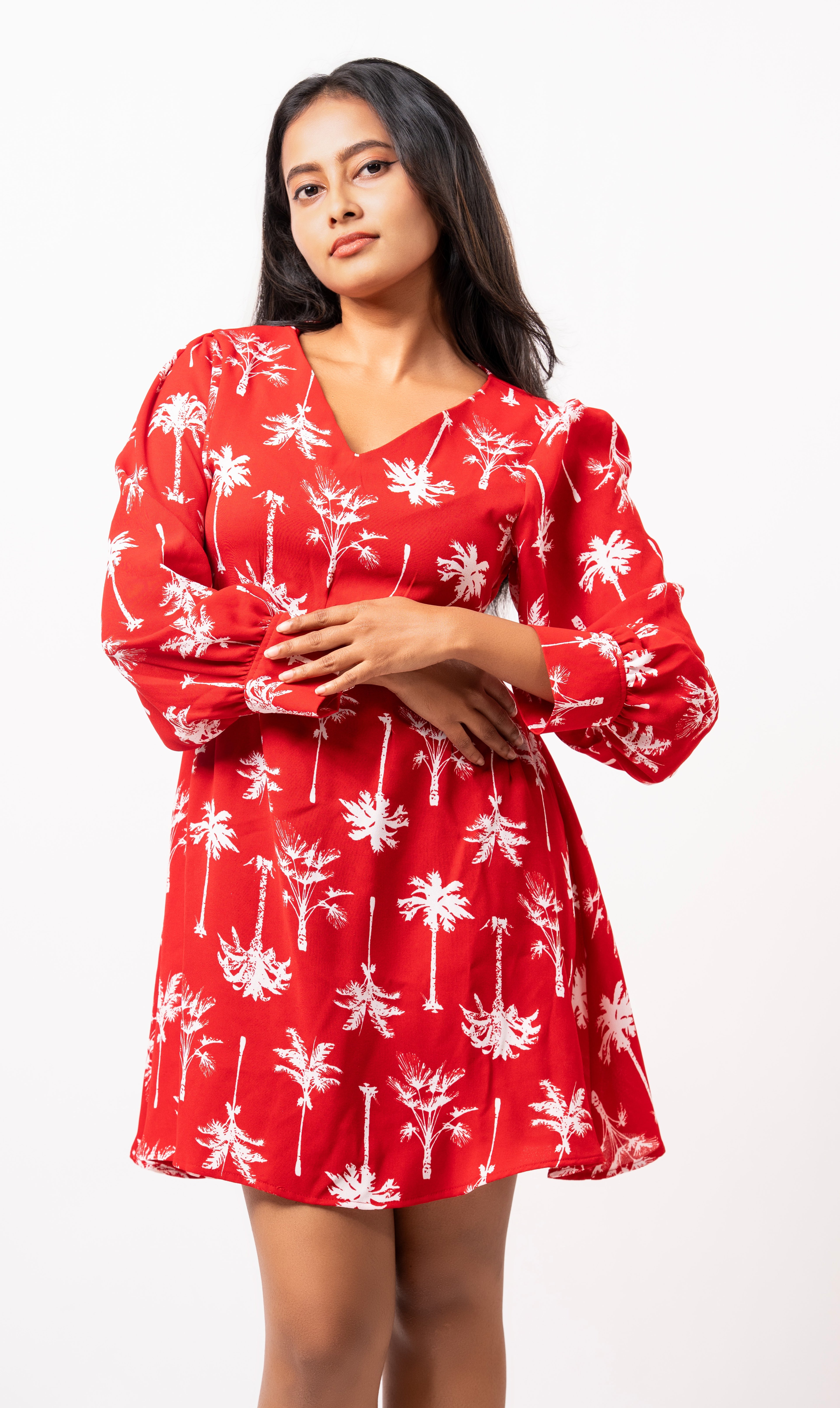 Scarlet Palm Mini Dress
