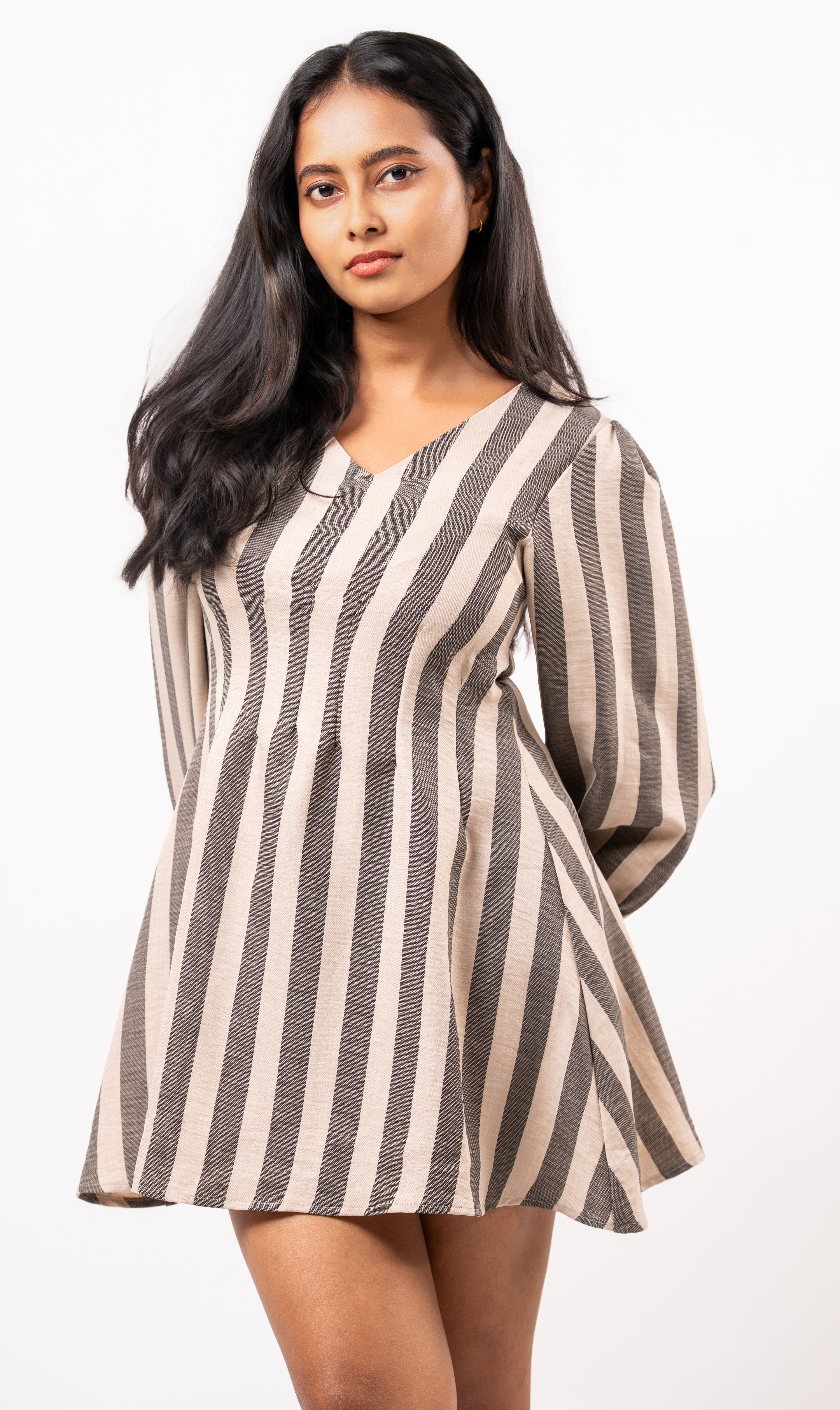 Bell Sleeve Striped Dress