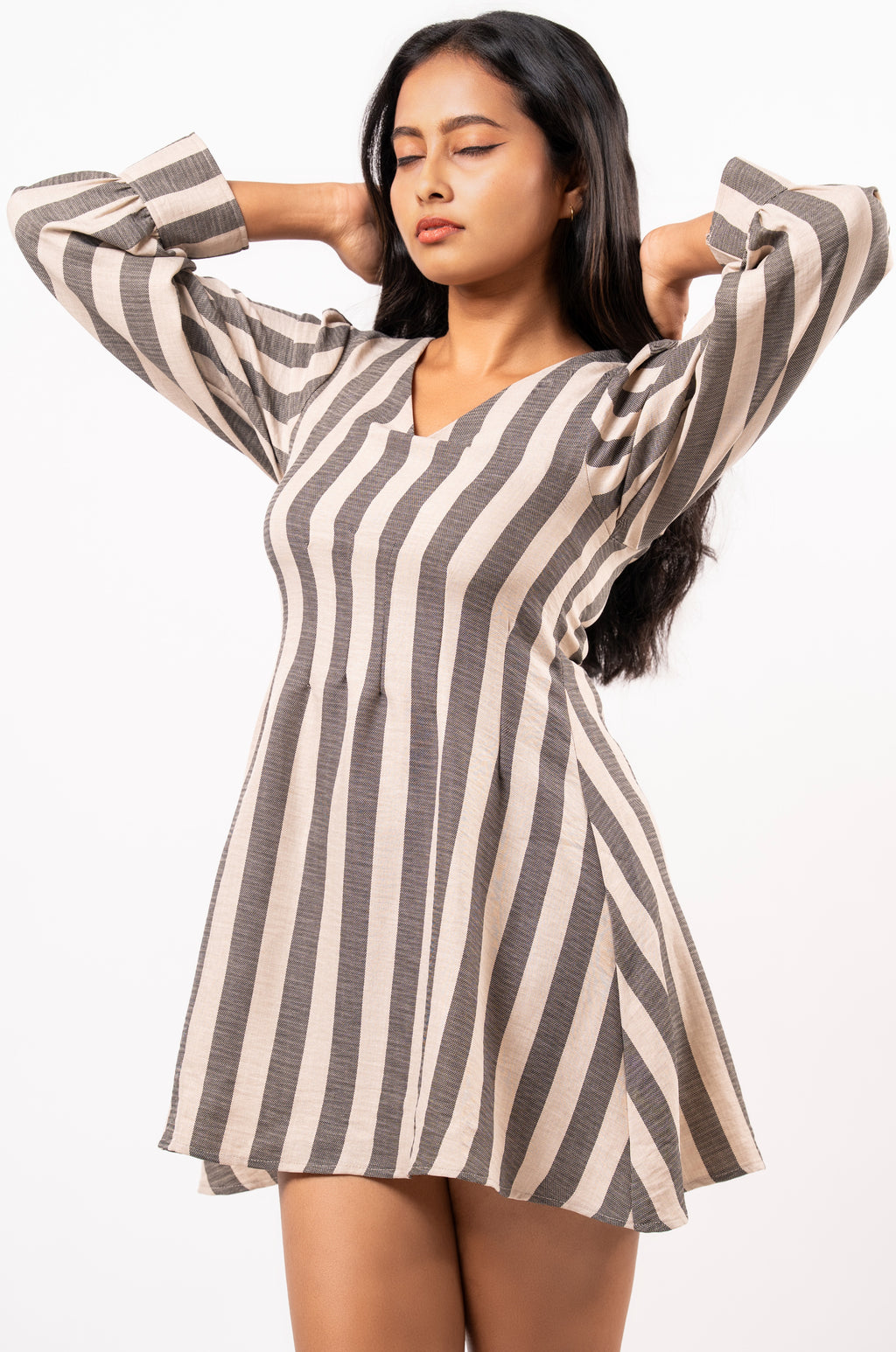 Bell Sleeve Striped Dress
