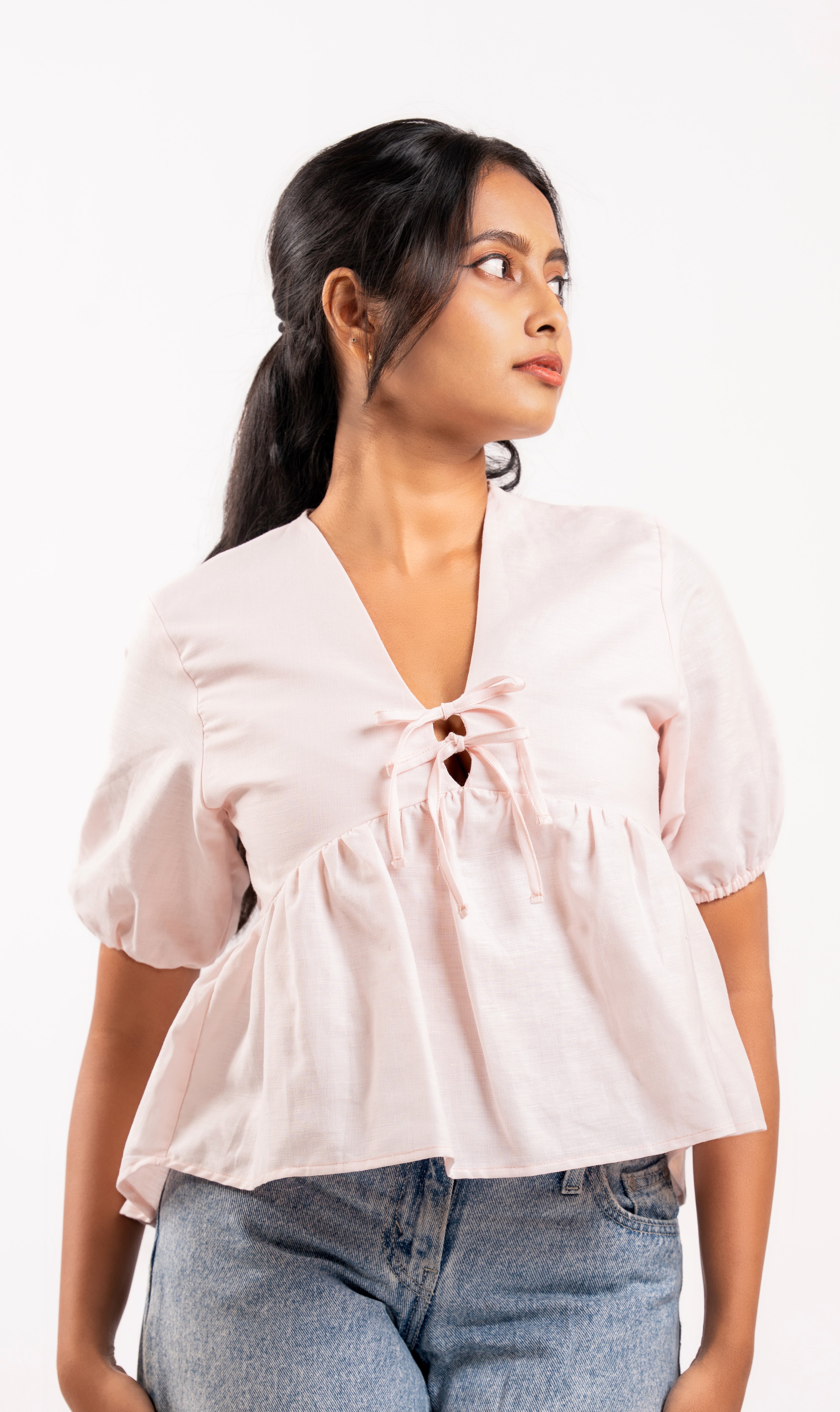 Pink Tie-Front Blouse