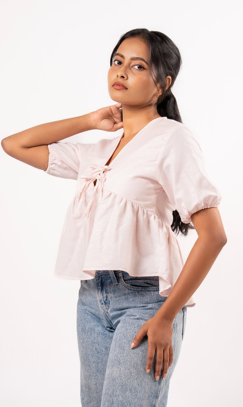 Pink Tie-Front Blouse